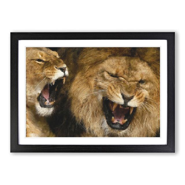 Two Lions - Picture Frame Painting East Urban Home Frame Option: Black Framed, Size: 36cm H x 48cm W x 2cm D on Productcaster.