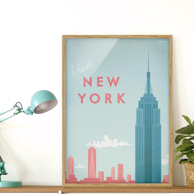 Picture With Frame - Travel Poster - New York - Portrait 4:3 - A Maturi Size: 100cm H x 70cm W x 2cm D, Frame Option: Brown Framed on Productcaster.