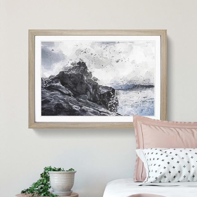 Waves Crashing in Lanzarote Spain in Abstract - Picture Frame Graphic Art Print East Urban Home Frame Option: Oak, Size: 50cm H x 76cm W x 2cm D on Productcaster.