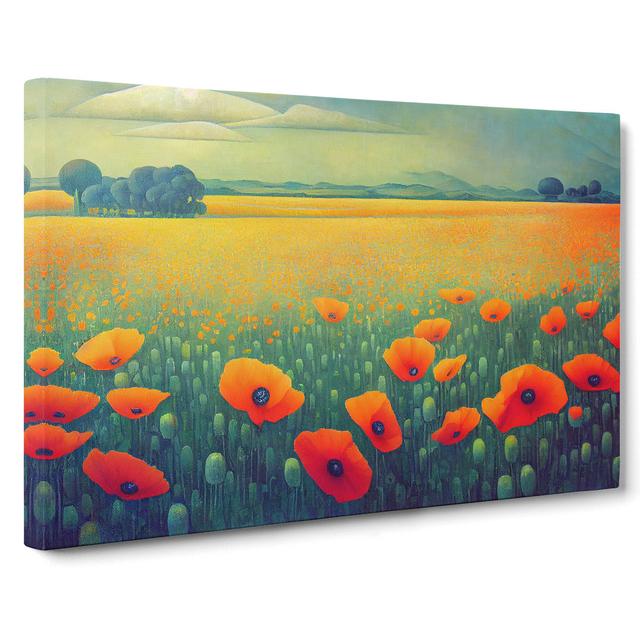 Grand Poppy Field Flowers - Wrapped Canvas Graphic Art ClassicLiving Size: 35cm H x 50cm W x 3cm D on Productcaster.