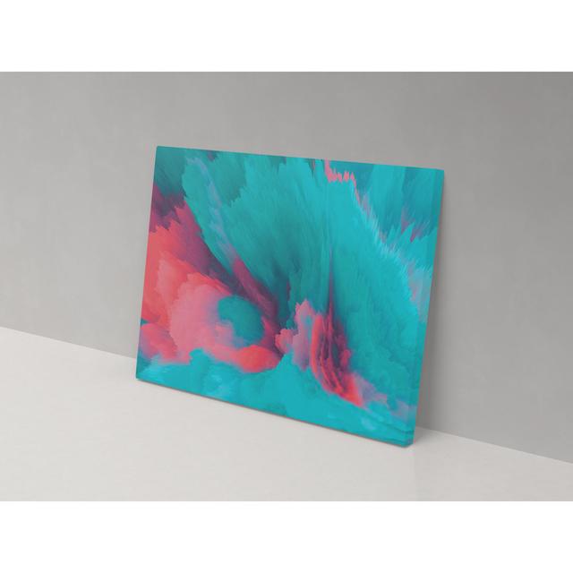 Pink and Blue Blush - Wrapped Canvas Painting Metro Lane Size: 67cm H x 102cm W x 4cm D on Productcaster.