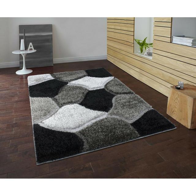 Canika Handmade Shag Grey/Black Rug Ivy Bronx Rug Size: Rectangle 80 x 150cm on Productcaster.