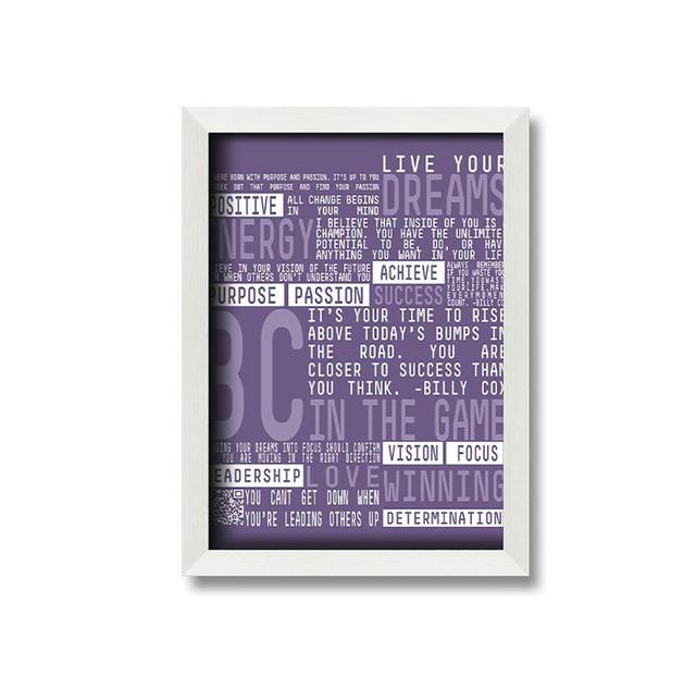 Live Your Dreams Lime Green Framed Print Wall Art Maturi Size: 59.7cm H x 42cm W x 10cm D, Colour: Lilac/White on Productcaster.