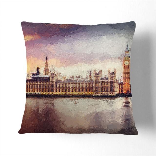 Big Ben & Houses of Parliament in Abstract Cushion with Filling East Urban Home Size: 40 x 40 cm on Productcaster.