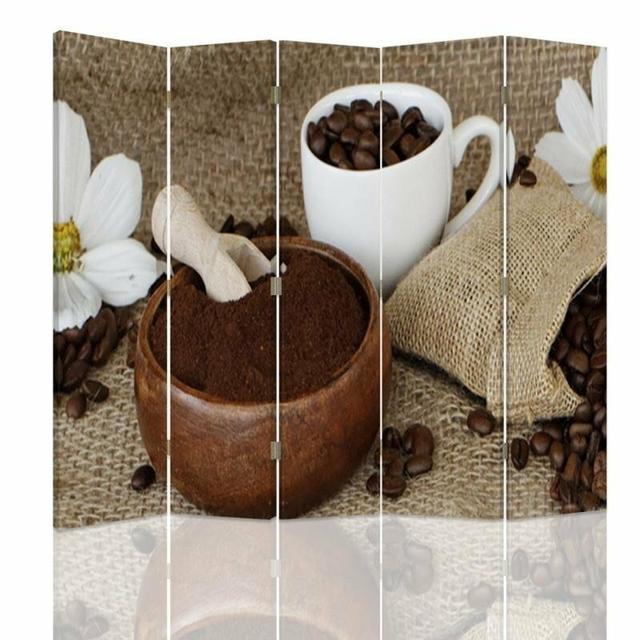 360° Rotatable Canvas Coffee Ground 5 Panel Room Divider Brayden Studio on Productcaster.