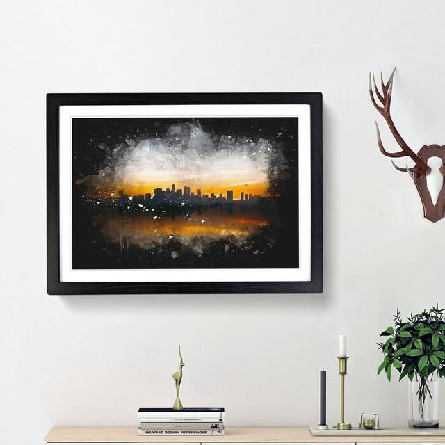 Sunrise over Los Angeles Skyline - Picture Frame Graphic Art Print East Urban Home Size: 45cm H x 63cm W x 2cm D, Frame Option: Black Framed on Productcaster.