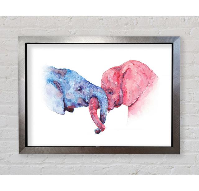 Elephant Trunk Love Framed Print Happy Larry Size: 84.1cm H x 118.9cm W x 3.4cm D, Format: Gold Framed Paper on Productcaster.