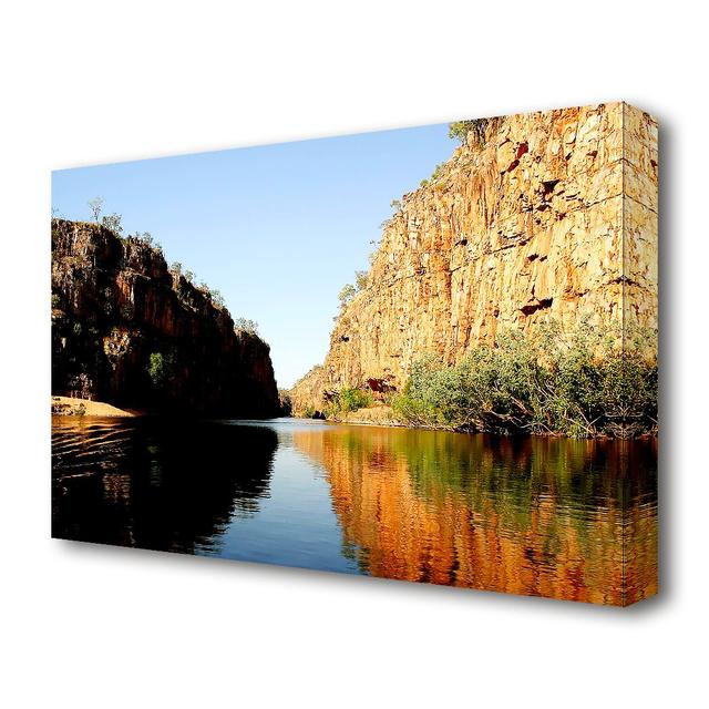 'River Canyon Reflection Lake' Photographic Print on Canvas East Urban Home Size: 50.8 cm H x 81.3 cm W on Productcaster.