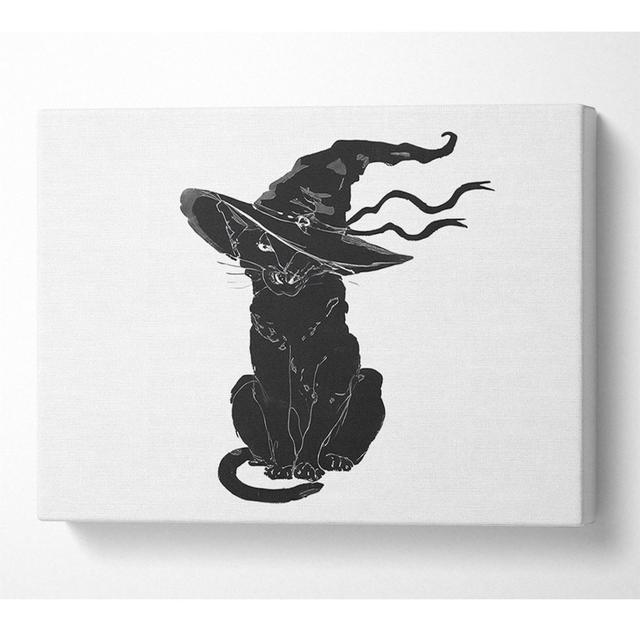 Black Cat Witches Hat Canvas Watercolour ClassicLiving Size: 101.6cm H x 142.2cm W x 10cm D on Productcaster.