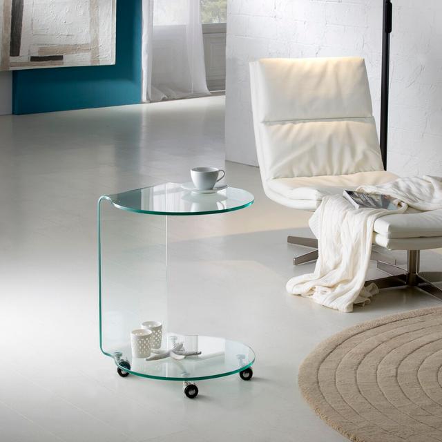 Round Clear Bolles Side Table Ivy Bronx on Productcaster.