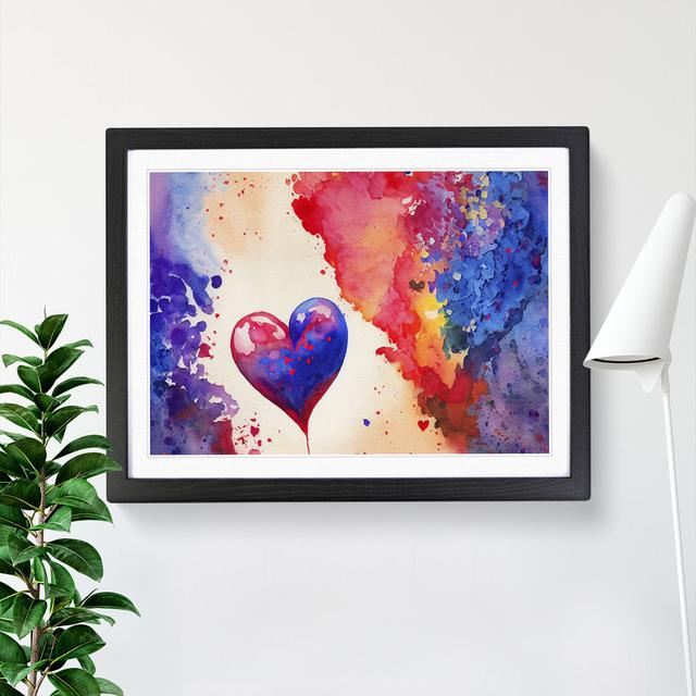 Watercolour Love Heart Abstract - Picture Frame Graphic Art 17 Stories Frame Colour: Black, Size: 46cm H x 64cm W x 2cm D on Productcaster.