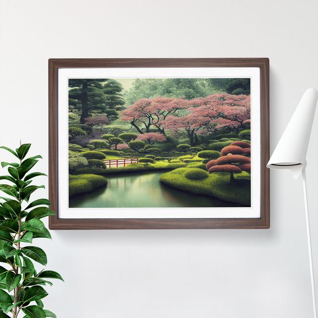 Japanese Garden Vol.1 - Picture Frame Graphic Art 17 Stories Size: 46cm H x 64cm W x 2cm D, Frame Colour: Walnut Framed on Productcaster.