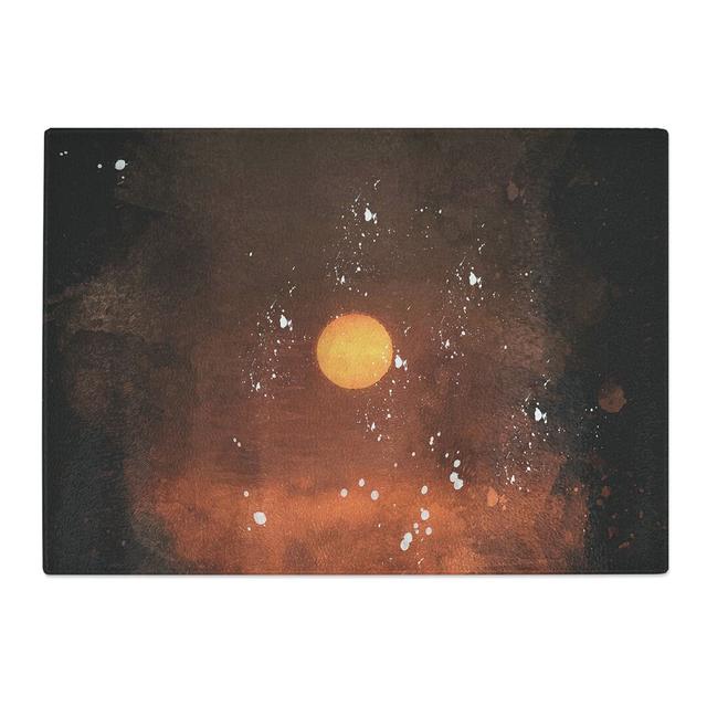 Tempered Glass Sunset on Fire Chopping Board East Urban Home Size: 28.5 cm x 39 cm on Productcaster.