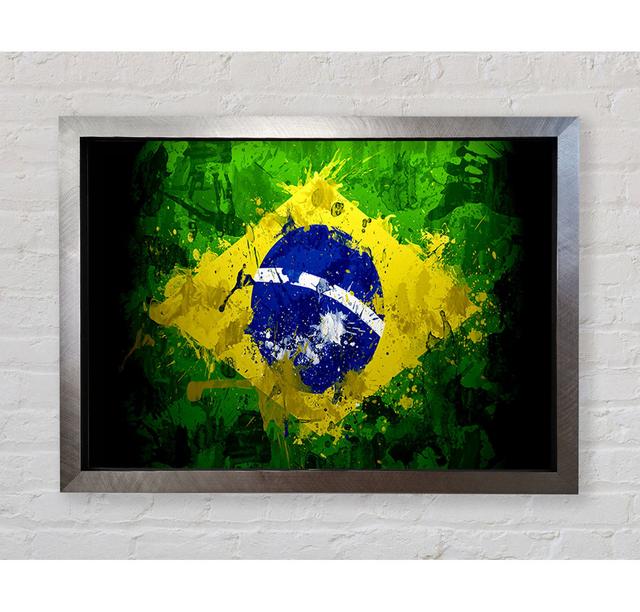 Brazilian Flag Grunge Framed Print Borough Wharf Size: 42cm H x 59.7cm W on Productcaster.