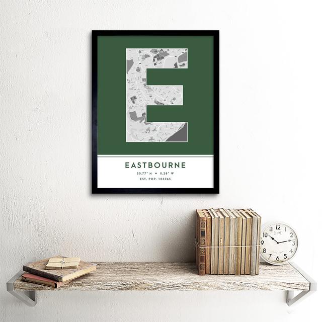 Eastbourne City Map Eastbourne Green - Single Picture Frame Typography Wee Blue Coo on Productcaster.