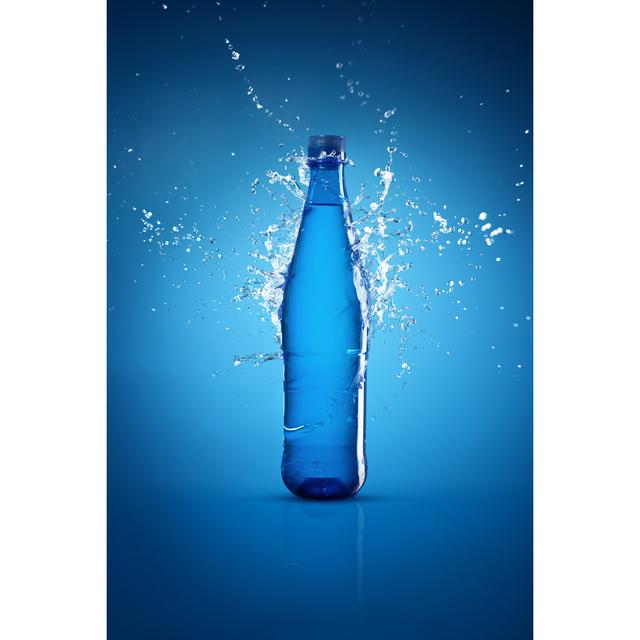 Water Bottle On Blue Background by Abu - Wrapped Canvas Print Wall Art Production Network Size: 122cm H x 81cm W x 3.8cm D on Productcaster.