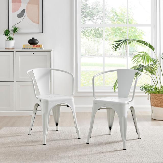 Honora Queen Anne Back Stacking Side Chair (Set of 2) Borough Wharf Colour: White on Productcaster.