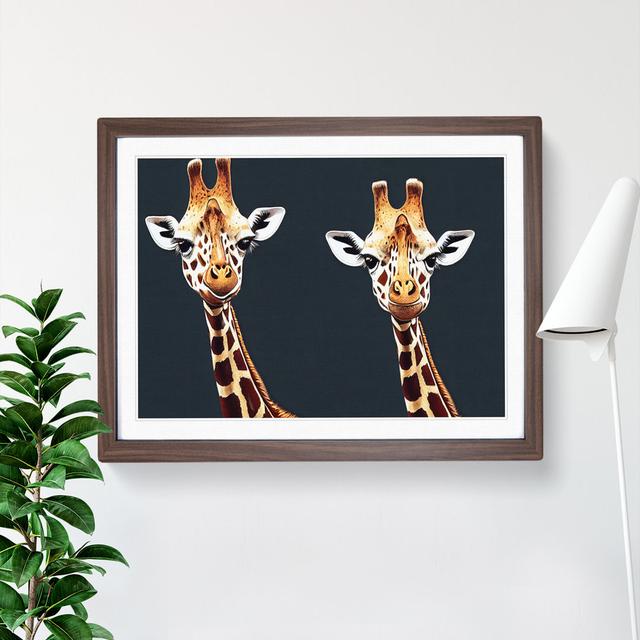 XH1022-9285X Two Giraffes Vol.2 - Single Picture Frame Print Latitude Vive Size: 34cm H x 46cm W x 2cm D, Frame Colour: Walnut Framed on Productcaster.