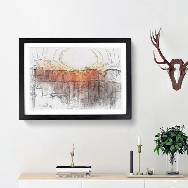 The Beijing Skyline at Sunset in Abstract - Picture Frame Drawing Print East Urban Home Size: 27cm H x 36cm W x 2cm D, Frame Option: Black Framed on Productcaster.