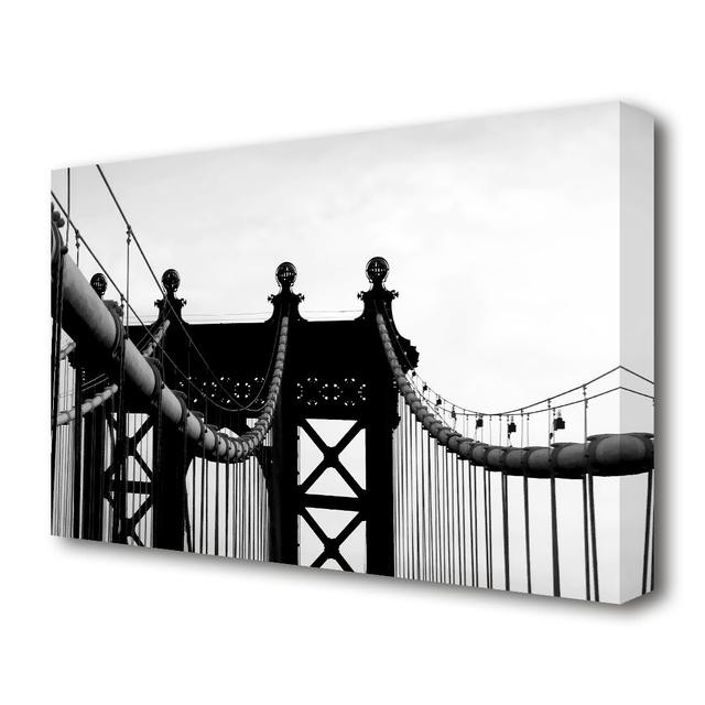 Brooklyn Bridge Close-Up - Wrapped Canvas Photograph Print East Urban Home Size: 50.8cm H x 81.3cm W x 142.2cm D on Productcaster.