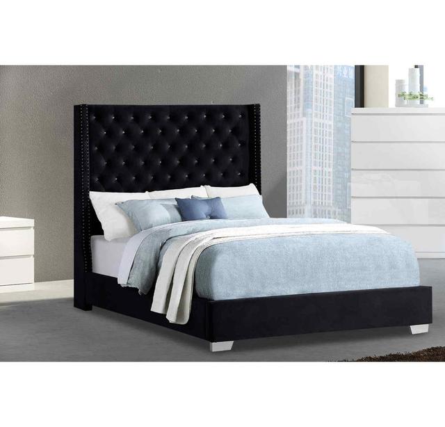 Nivana Bed Single Plush Velvet Black Envisage Trade Colour: Black, Size: Small Double (4') on Productcaster.