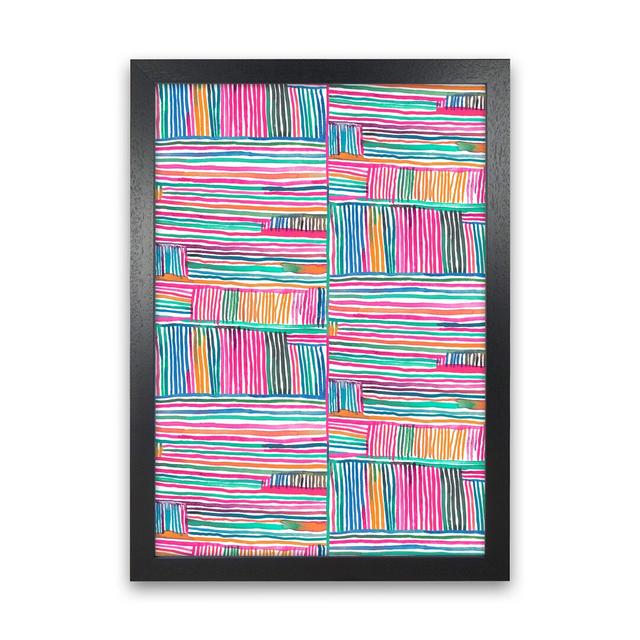 Watercolor Linear Meditation Pink - Print 17 Stories Size: 63cm H x 46cm W x 3cm D, Frame Option: Black Framed on Productcaster.