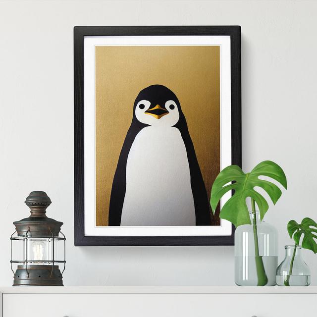 Penguin Painting Gold - Single Picture Frame Graphic Art ClassicLiving Size: 64cm H x 46cm W x 2cm D, Frame Option: Walnut on Productcaster.