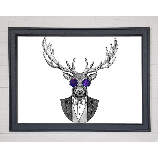 Glasses Deer Framed Print Happy Larry Size: 42cm H x 59.7cm W x 1.5cm D, Format: Matte Black Framed Paper on Productcaster.