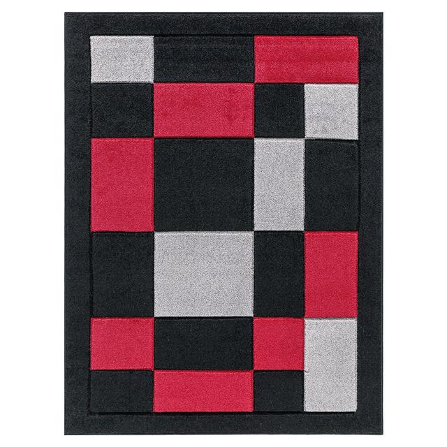 Gaythorne Geometric Machine Woven Black/Red/White Area Rug Metro Lane Rug Size: Rectangle 60 x 110cm on Productcaster.