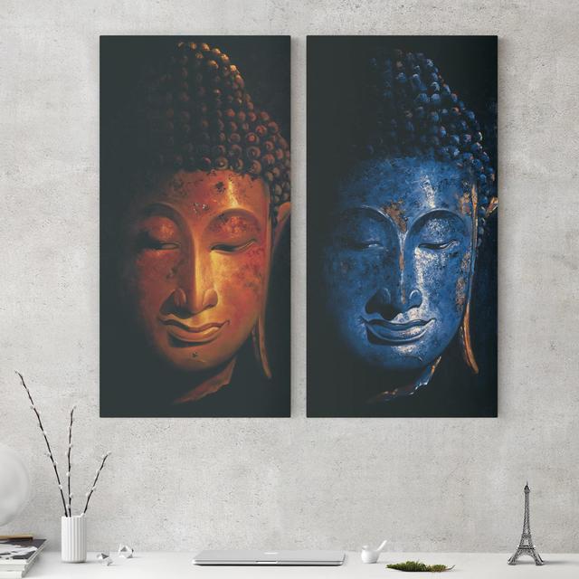 2-tlg. Leinwandbilder-Set Delhi und Madras Buddha East Urban Home Größe: 80 cm L x 80 cm B on Productcaster.