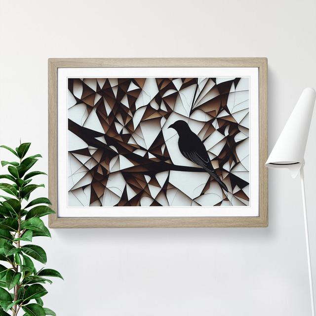 Awesome Abstract Bird - Single Picture Frame Print Marlow Home Co. Frame Colour: Oak, Size: 34cm H x 46cm W x 2cm D on Productcaster.