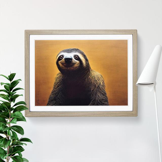 Cute Sloth Vol.1 - Single Picture Frame Painting Alpen Home Size: 46cm H x 64cm W x 2cm D, Frame Colour: Oak on Productcaster.