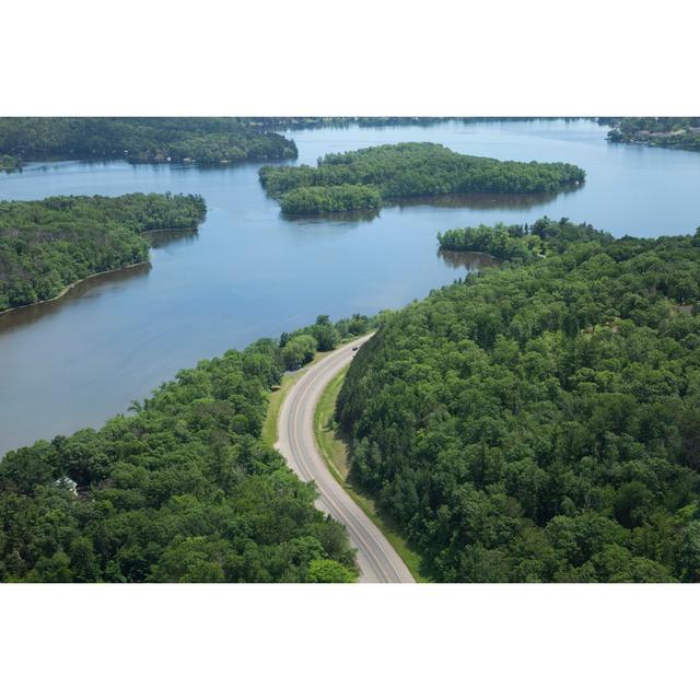 Aerial View of Mississippi River and Curving Road by Willard - Wrapped Canvas Photograph Ebern Designs Size: 20cm H x 30cm W on Productcaster.