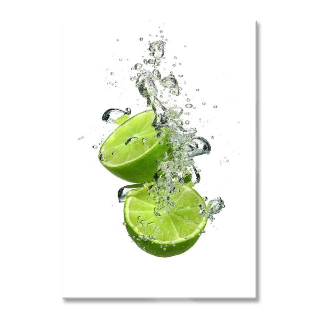 Lime Falling in Water - Unframed Photograph on Glass Brayden Studio Size: 70cm H x 100cm W on Productcaster.