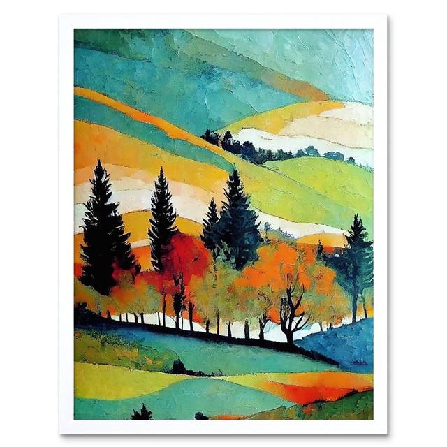 Colourful Autumn Landscape Scotland Hillside Forest - Print Wee Blue Coo Size: 25.9cm H x 20.6cm W x 1.5cm D, Format: White Framed Paper on Productcaster.