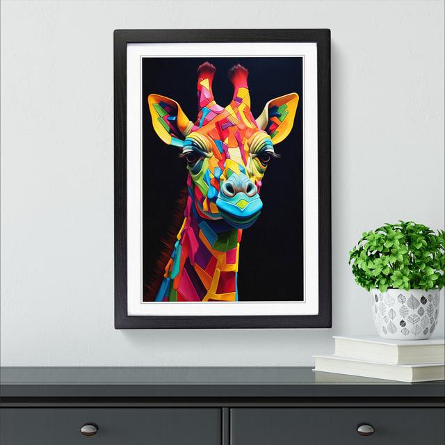 Giraffe Orphism No.2 - Single Picture Frame Print on Wood Big Box Art Frame Colour: Black, Size: 64cm H x 46cm W x 2cm D on Productcaster.