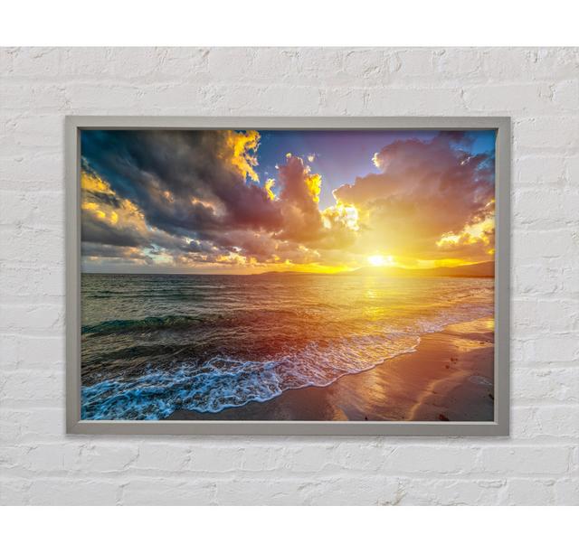 Sunset On The Beach Of Essex - Single Picture Frame Art Prints on Canvas Bright Star Size: 59.7cm H x 84.1cm W x 3.3cm D on Productcaster.