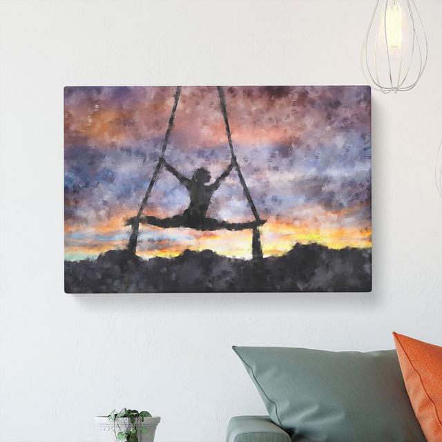 Aerialist Gymnastics At Sunset - Wrapped Canvas Painting East Urban Home Size: 50cm H x 76cm W x 3cm D on Productcaster.