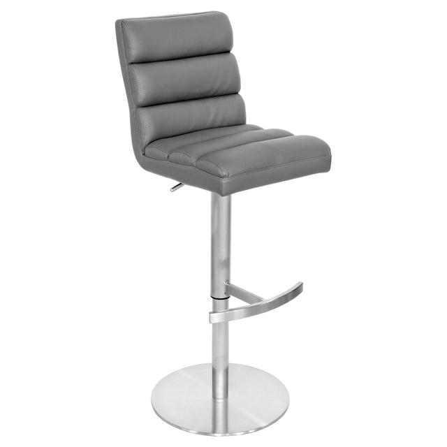 Hylton Height Adjustable Swivel Bar Stool Metro Lane Upholstery Colour: Grey on Productcaster.