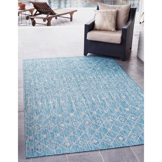 Dejuante Flatweave Turquoise Rug Ebern Designs Rug Size: Rectangle 152 x 244cm on Productcaster.