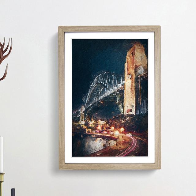 Sydney Harbour Bridge Australia Abstract Art - Picture Frame Painting Print East Urban Home Frame Option: Oak Framed, Size: 65cm H x 48cm W x 2cm D on Productcaster.