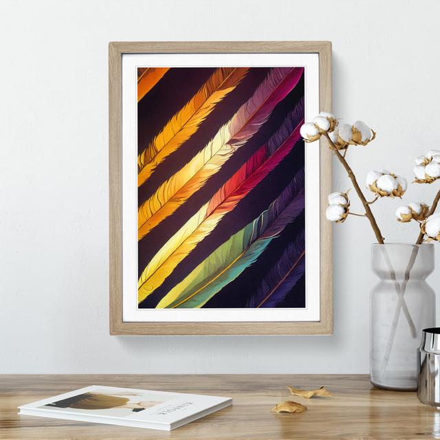 Feather Stripes - Picture Frame Painting Latitude Vive Frame Colour: Oak, Size: 46cm H x 34cm W x 2cm D on Productcaster.