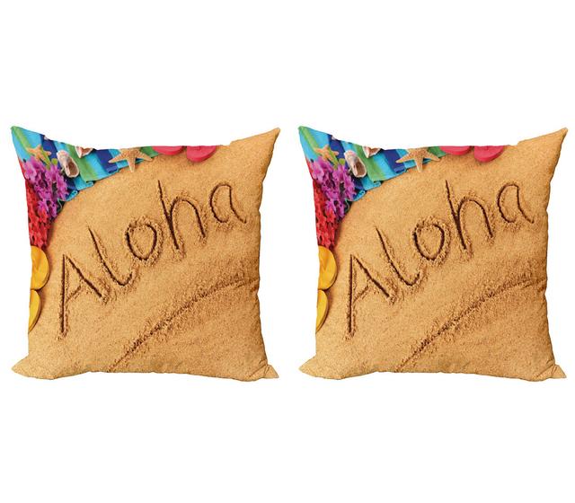 Pillow Cushion Cover Pack of 2, Summer Holiday Season Theme, Brown and Red (Set of 2) East Urban Home Größe: 45 cm H x 45 cm B on Productcaster.