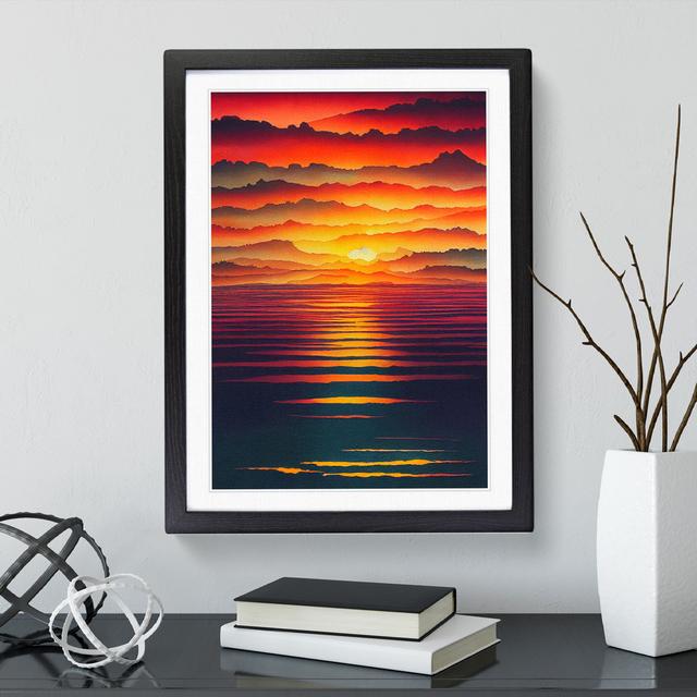 Graceful Ocean Sunset House of Hampton Size: 34cm H x 25cm W x 2cm D, Frame Colour: Black on Productcaster.