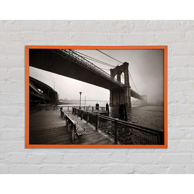 Under The Brooklyn Bridge - Print Brayden Studio Size: 21cm H x 29.7cm W x 2cm D, Format: Orange Framed Paper on Productcaster.