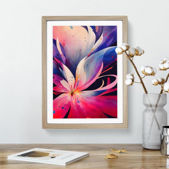 Paint Splattered Flower No.4 Abstract - Picture Frame Painting Marlow Home Co. Size: 46cm H x 34cm W x 2cm D, Frame Colour: Oak on Productcaster.