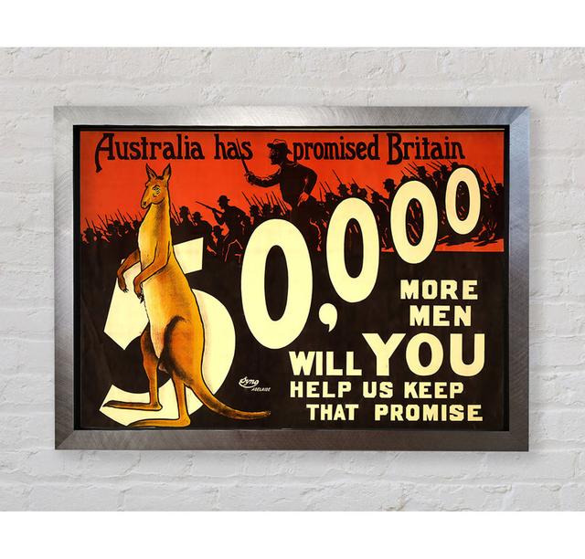 Australia Has Promised Britain Framed Print Happy Larry Size: 84.1cm H x 118.9cm W x 3.4cm D, Format: Silver Framed Paper on Productcaster.