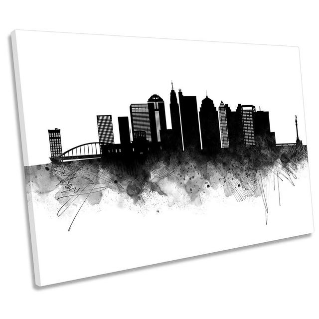 Columbus Abstract City Skyline - Wrapped Canvas Graphic Art Canvas Geeks Size: 40.6cm H x 61cm W x 2cm D on Productcaster.