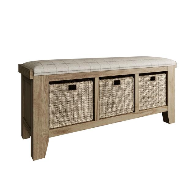 Taryn Wood Storage Bench House of Hampton Colour: Lacquered Oak on Productcaster.