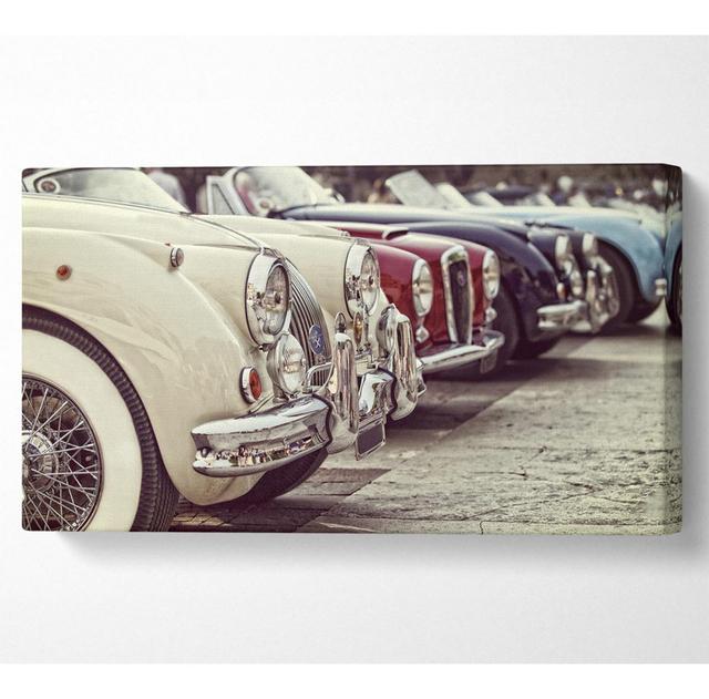 Ayauna Classic Cars In A Row - Kunstdrucke auf Leinwand Brayden Studio Größe: 101,6 cm H x 203,2 cm B x 1 cm T on Productcaster.